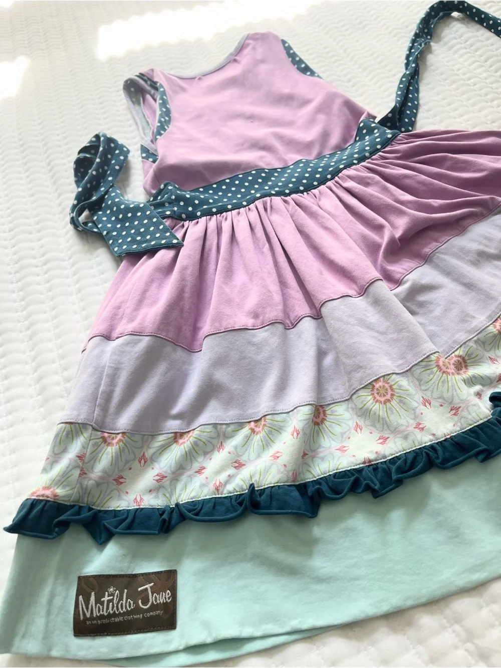Matilda Jane Pink and Mint Tiered Sleeveless Dress